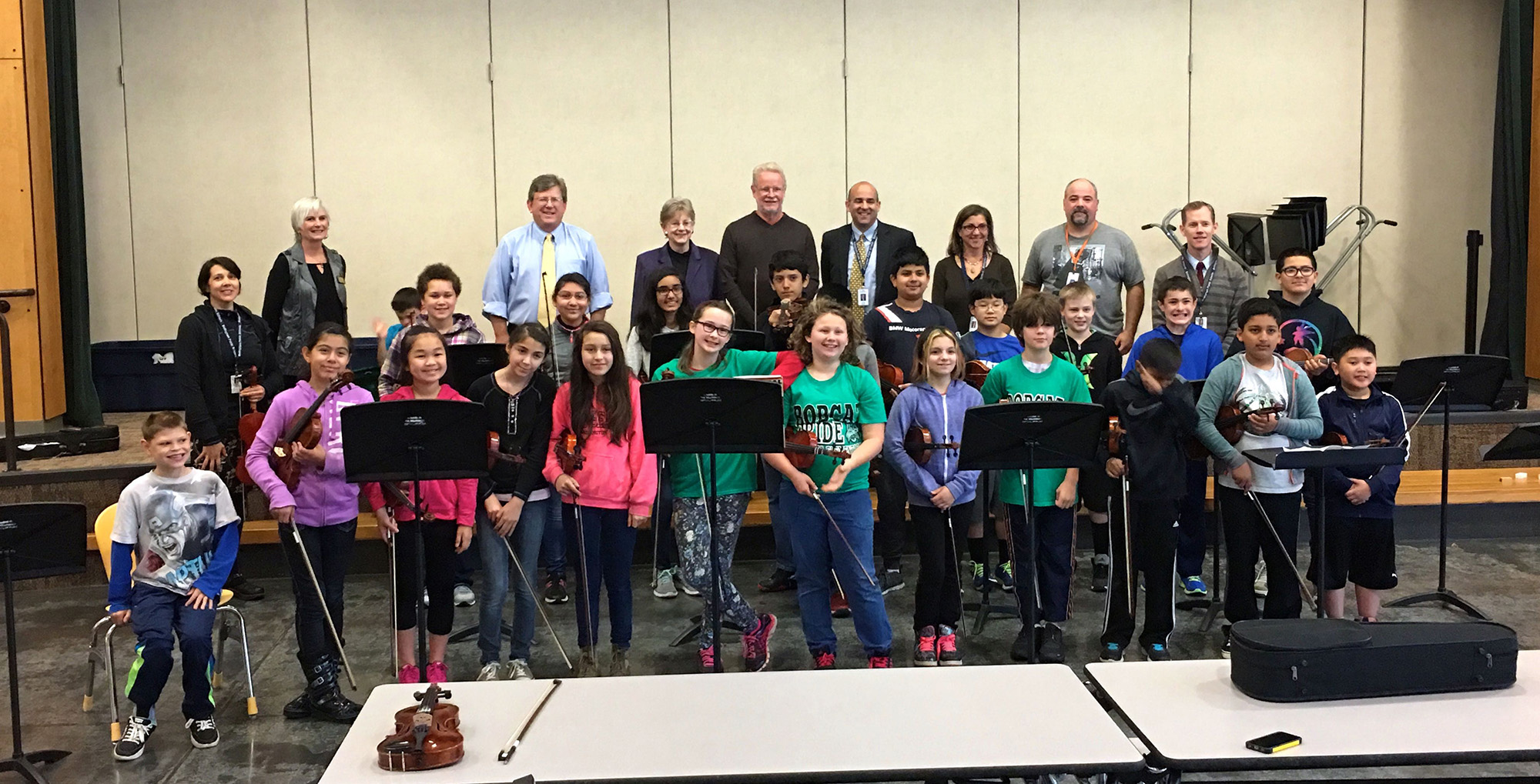 Group photo of the students and faculty of the 5th Grade Strings Program.