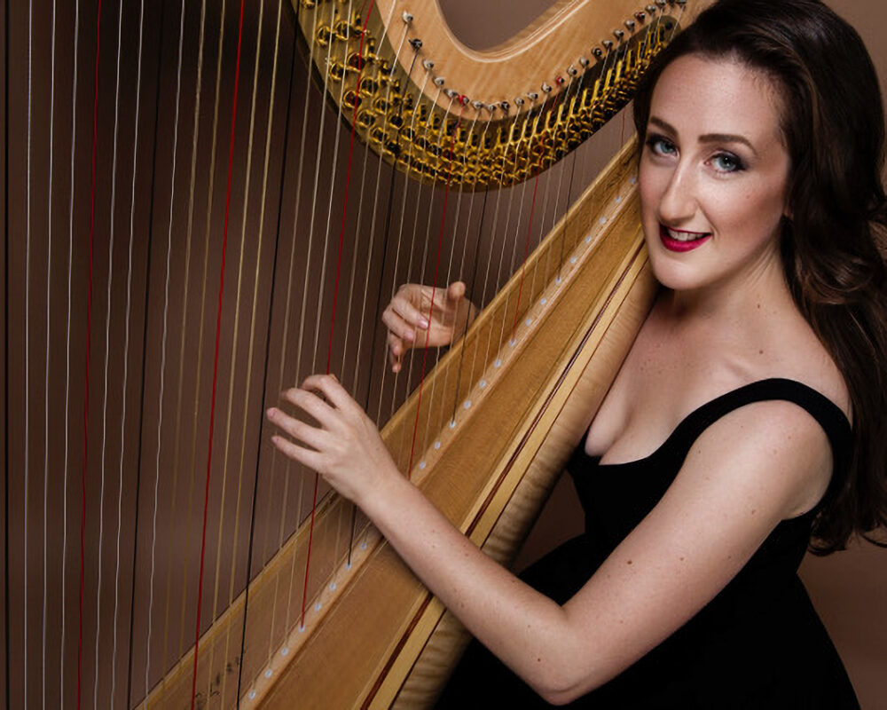 Portrait of harpist Sophie Baird Daniel.