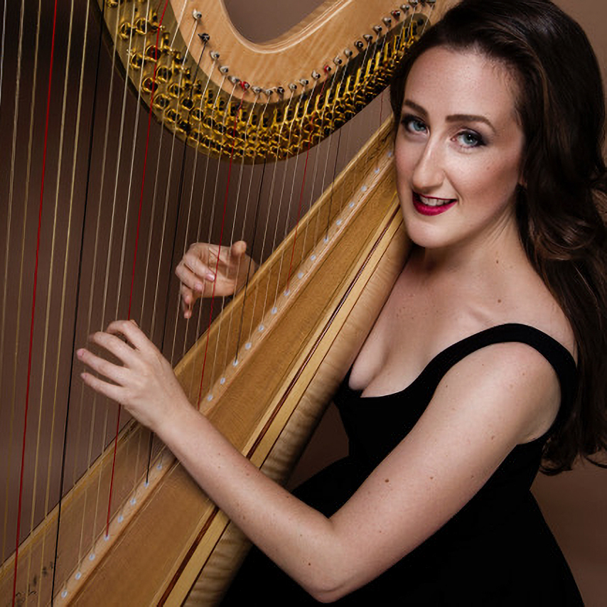 Portrait of harpist Sophie Baird Daniel.