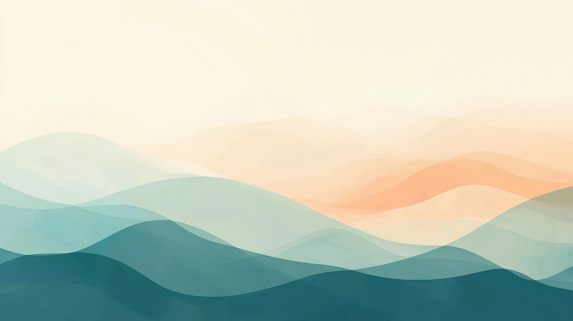 Graphic artwork of yellow, orange and green waves.